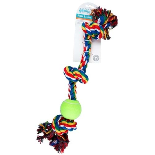 Pawise 3 Düğümlü Ve Tenis Toplu Kemik İpli Oyuncak 20x11 cm. XL