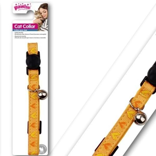 Pawise 28016 Sarı Kalp Desenli Kedi Boyun Tasması 20-30 cm.
