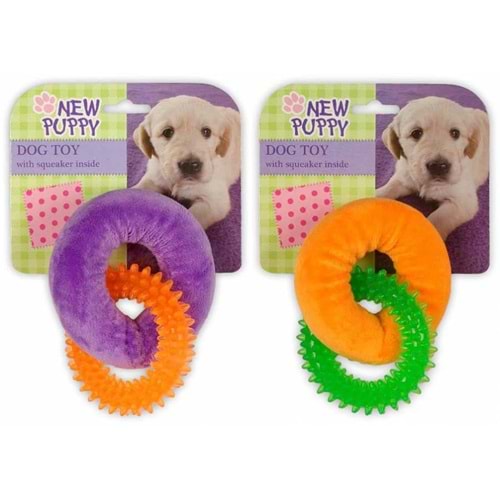 Afp 4127 Peluşlu Çift Halka Köpek Dişleme Oyuncağı 10x10 cm.
