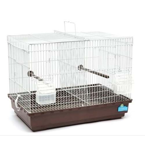 A504 Çifthane Kuş Kafesi 47x30x36 cm.(Beyaz/Siyah Kahverengi Taban)