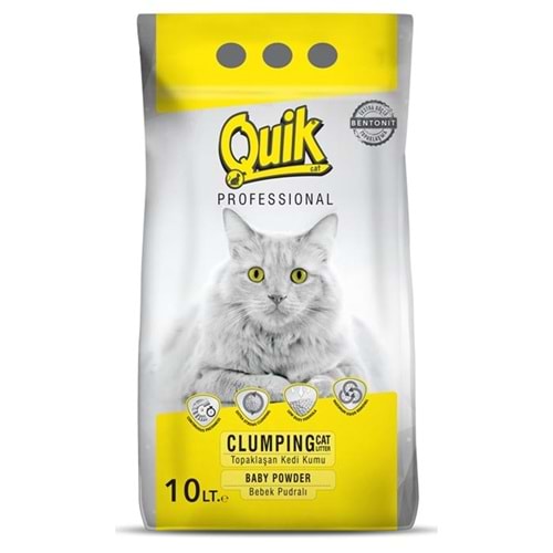 Quik Bentonit 10 Lt İnce Kedi Kumu (Pudra Kokulu)