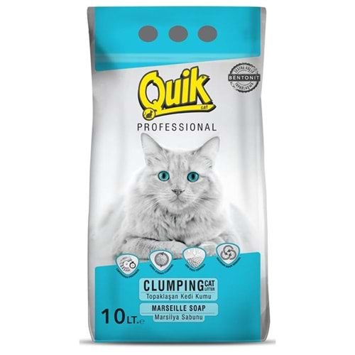Quik Bentonit 10 Lt İnce Kedi Kumu (Marsilya Sabunlu)