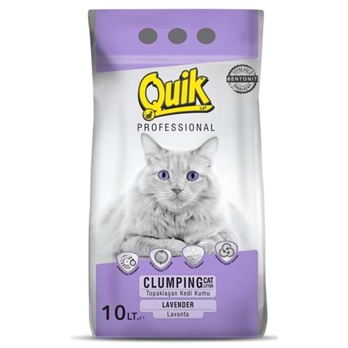 Quik Bentonit 10 Lt İnce Kedi Kumu (Lavanta Kokulu)