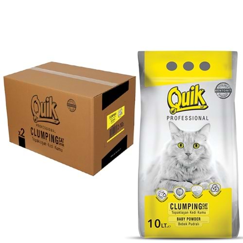 Quik Bentonit 10 Lt İnce Kedi Kumu 2'li Kutu (Pudra Kokulu)