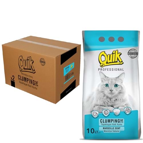 Quik Bentonit 10 Lt İnce Kedi Kumu 2'li Kutu (Marsilya Sabunlu)