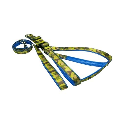 DF-LH1008 Kamuflaj Gezdirmeli Köpek Göğüs Tasması 20 mm.x120 cm.