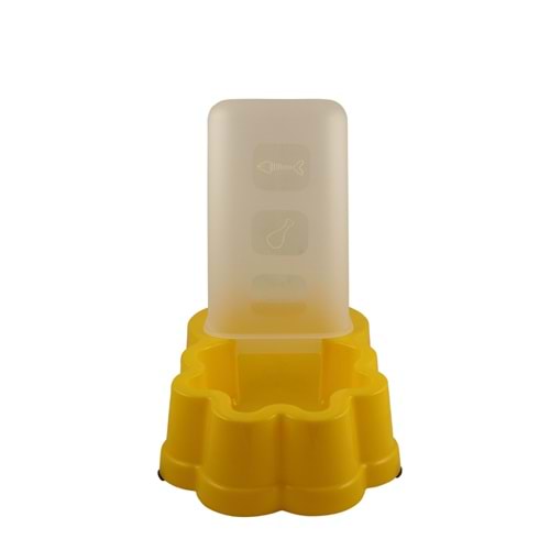 Silo Hazneli Kedi & Köpek Mama ve Su Kabı 600 Ml. Sarı