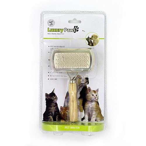 Luxury Paws Ahsap Çift Taraflı Tüy Düzeltme Kedi Köpek Fırçası 17x10,5 cm.