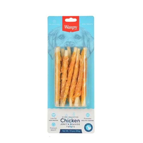 Wanpy Deri Üzerine Gerçek Tavuk Sarılı Stick Köpek Ödülü 85 Gr.