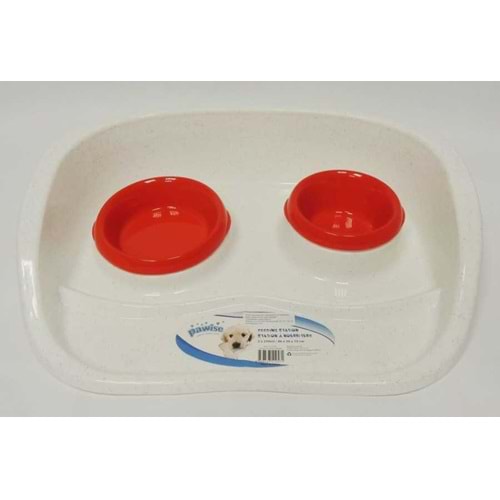 Pawise 11057 Mama Su Kabı 2li Tepsili Set Kırmızı