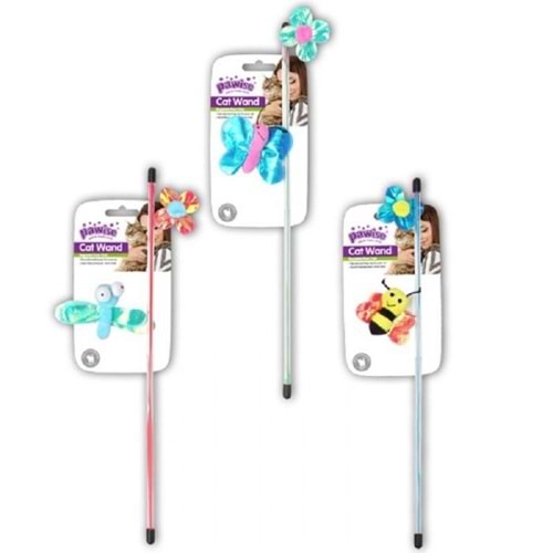 Pawise 28261 Arılı ve Çiçekli Parlak Kedi Oltası 45 cm.