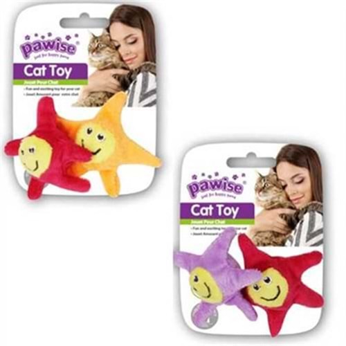 Pawise 28135 Yıldız Kedi Otlu Toplu Peluş Kedi Oyuncağı 2 li 8 cm.