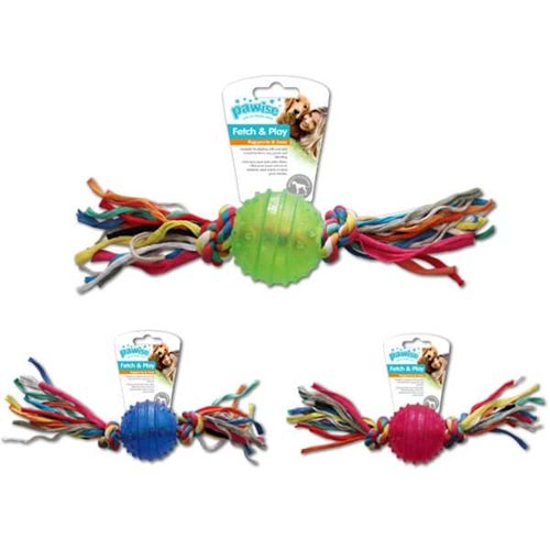 Pawise 14541 TPR Dayanıklı Plastik İpli Top Oyuncak 6,3 cm.