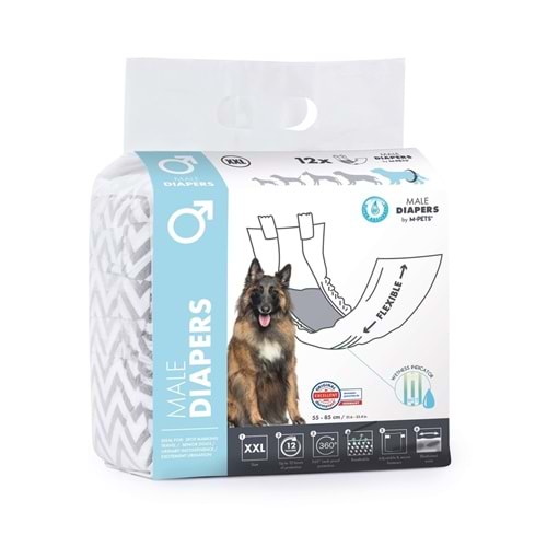 M-Pets Diapers Erkek Köpekler İçin Külot (Xxl) 12Li 10175099